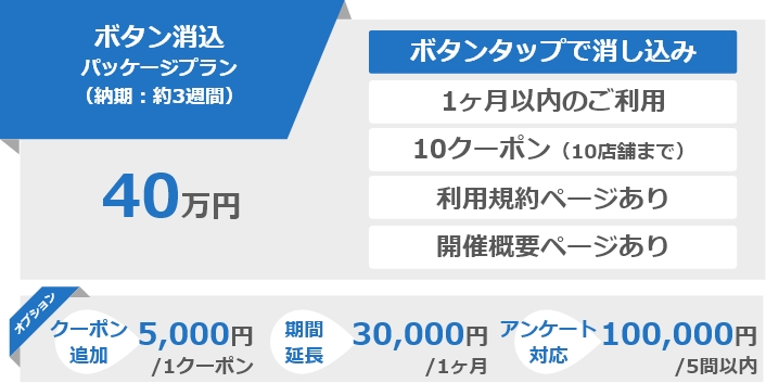 ボタン消込パッケージプラン（納期：約3週間）40万円