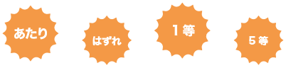 あたり、はずれまたは1等から5等＋はずれ（全6等級）