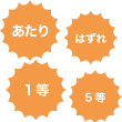 あたり、はずれまたは1等から5等＋はずれ（全6等級）