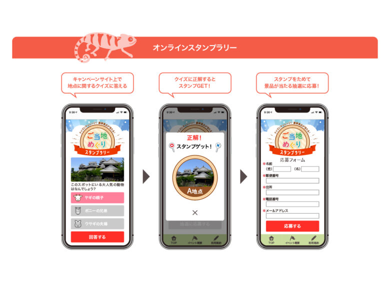 「カメレオンモバイルスタンプラリー」をリリース！状況によっ て、リアルとオンラインを切り替え可能